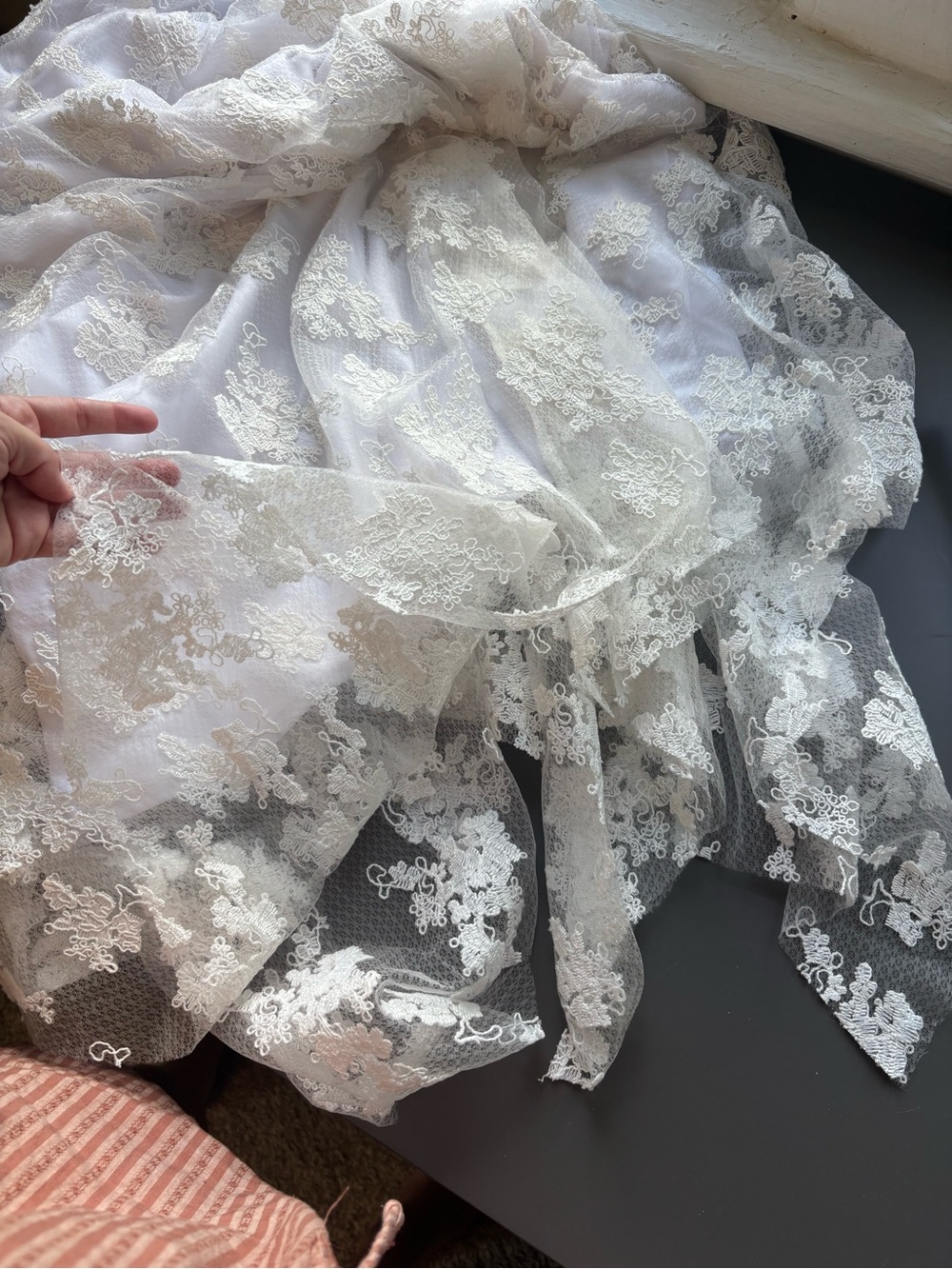 New Storia Lace Handkerchief Hem Midi Dress- Large - Picture 13 of 13